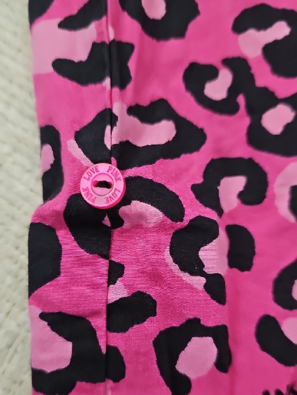PINK Victoria's Secret Hot Pink & Black Leopard Print Pajama Pants - Picture 5 of 6